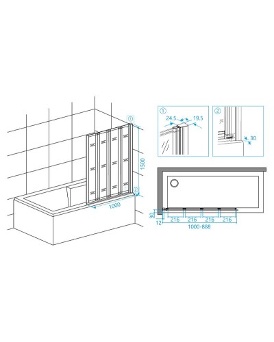 Шторка на ванну RGW Screens SC-23B 100x150 03112310-14 профиль Черный стекло прозрачное