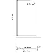 Шторка на ванну WasserKRAFT Leine 80 35P01-80Fixed профиль Хром стекло прозрачное