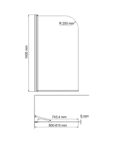 Шторка на ванну WasserKRAFT Leine 80 35P01-80Fixed профиль Хром стекло прозрачное