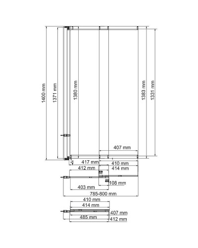 Шторка на ванну WasserKRAFT Dill 80 61S02-80 профиль Черный стекло прозрачное
