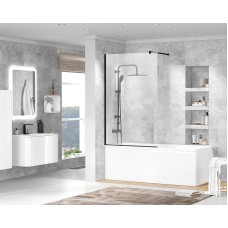 Шторка на ванну Cezares Liberta 90 LIBERTA-V-1-90/155-C-NERO профиль Черный матовый стекло прозрачное