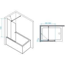 Шторка на ванну RGW Screens SC-46 100х150 06114610-11 профиль Хром стекло прозрачное