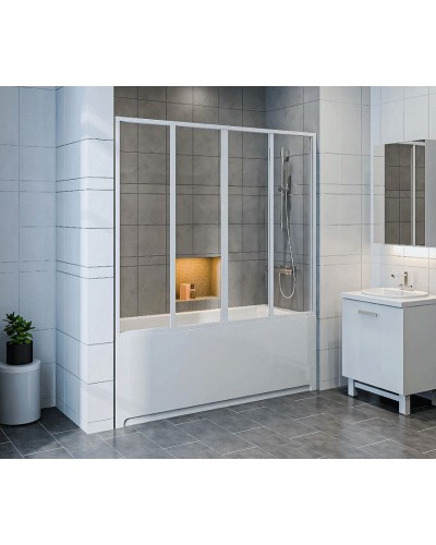 Шторка на ванну Bas Ахин/Атланта/Мальта/Индика/Нептун 170 ШТ00065 профиль Белый стекло прозрачное