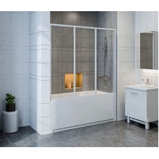 Шторка на ванну Bas Лима 130 ШТ00068 профиль Белый стекло прозрачное