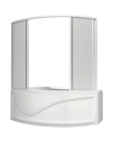 Шторка на ванну Bas Николь 170 ШТ00035 профиль Белый пластик Вотер