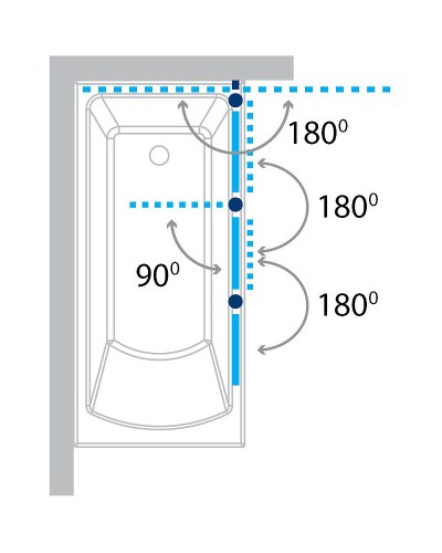 Шторка на ванну Koller Pool Waterfall Line 150 R QP96 профиль Хром стекло рифленое