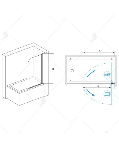Шторка на ванну RGW Screens SC-109B 60х150 411110906-14 профиль Черный стекло прозрачное