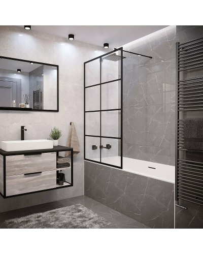 Шторка на ванну Grossman 80x150 GR-10580BLACK профиль Черный стекло прозрачное