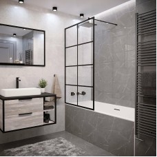 Шторка на ванну Grossman 90x150 GR-10590BLACK профиль Черный стекло прозрачное