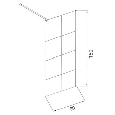 Шторка на ванну Grossman 90x150 GR-10590BLACK профиль Черный стекло прозрачное