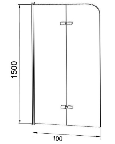 Шторка на ванну Grossman 100x150 GR-106100 профиль Хром стекло прозрачное