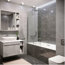 Шторка на ванну Grossman 110x150 GR-106110 профиль Хром стекло прозрачное