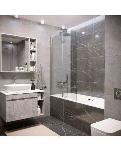 Шторка на ванну Grossman 110x150 GR-106110 профиль Хром стекло прозрачное