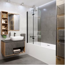 Шторка на ванну Grossman 100x150 GR-106100BLACK профиль Черный стекло прозрачное