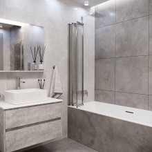 Шторка на ванну Grossman 80x140 GR-107 профиль Хром стекло прозрачное