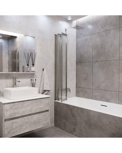 Шторка на ванну Grossman 80x140 GR-107 профиль Хром стекло прозрачное