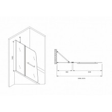 Шторка на ванну Abber Ewiges Wasser 100х140 AG50100 профиль Хром стекло прозрачное
