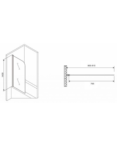 Шторка на ванну Abber Ewiges Wasser 80х140 AG52080 профиль Хром стекло прозрачное