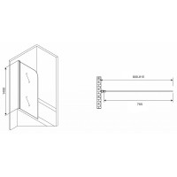 Шторка на ванну Abber Ewiges Wasser 80х140 AG52080B профиль Черный стекло прозрачное