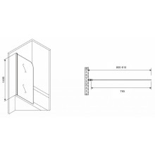 Шторка на ванну Abber Ewiges Wasser 80х140 AG52080B профиль Черный стекло прозрачное