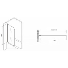 Шторка на ванну Abber Ewiges Wasser 100х140 AG52100B профиль Черный стекло прозрачное