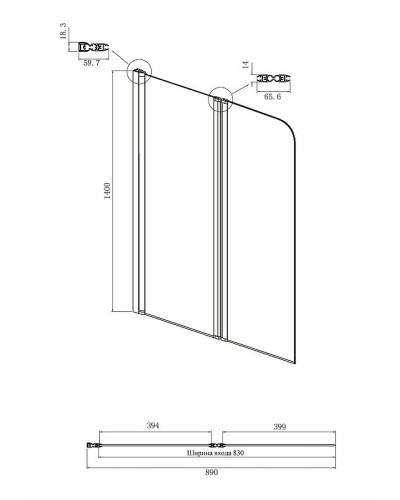 Шторка на ванну Ambassador Bath Screens 90х140 16041118 профиль Хром стекло прозрачное