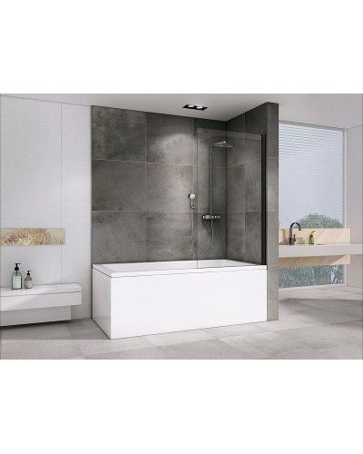 Шторка на ванну Abber Immer Offen 80x140 AG71080B профиль Черный стекло прозрачное