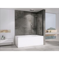 Шторка на ванну Abber Immer Offen 100x140 AG71100B профиль Черный стекло прозрачное