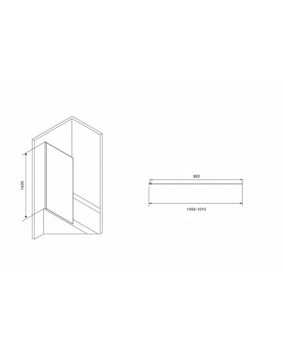 Шторка на ванну Abber Immer Offen 100x140 AG71100B профиль Черный стекло прозрачное