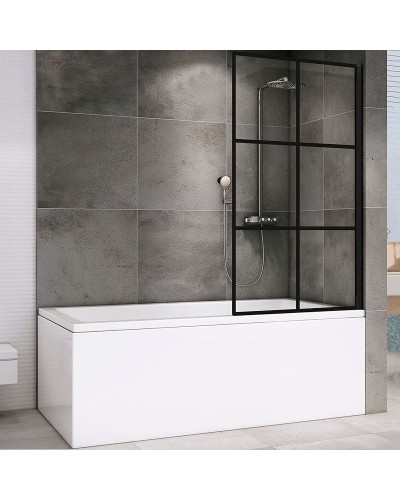 Шторка на ванну Abber Immer Offen 80x140 AG72080B профиль Черный стекло прозрачное