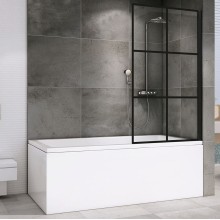 Шторка на ванну Abber Immer Offen 80x140 AG72080B профиль Черный стекло прозрачное