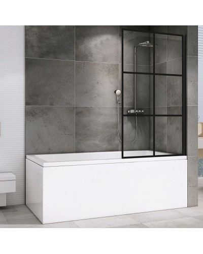 Шторка на ванну Abber Immer Offen 80x140 AG72080B профиль Черный стекло прозрачное