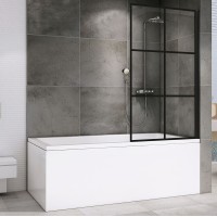 Шторка на ванну Abber Immer Offen 100x140 AG72100B профиль Черный стекло прозрачное