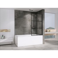 Шторка на ванну Abber Immer Offen 100x140 AG72100B профиль Черный стекло прозрачное