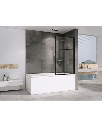 Шторка на ванну Abber Immer Offen 100x140 AG72100B профиль Черный стекло прозрачное