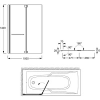 Шторка на ванну Jacob Delafon Adequation E4931-BL Черный матовый
