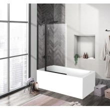 Шторка на ванну BelBagno Uno 100 UNO-V-11-100/150-C-NERO профиль Черный матовый стекло прозрачное