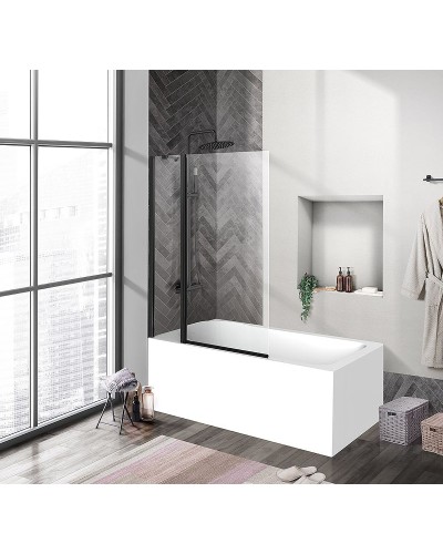 Шторка на ванну BelBagno Uno 100 UNO-V-11-100/150-C-NERO профиль Черный матовый стекло прозрачное