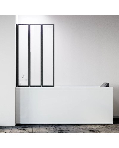 Шторка на ванну Veconi Palau PL-73BL 120 L PL73BL-120-01-19C4 профиль Черный матовый стекло прозрачное