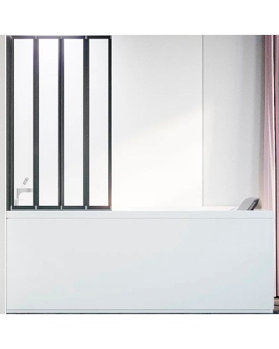 Шторка на ванну Veconi Palau PL-74BL 90 L PL74BL-90-01-19C4 профиль Черный матовый стекло прозрачное