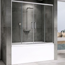 Шторка на ванну Abber Schwarzer Diamant 150х140 AG57150 профиль Хром стекло прозрачное