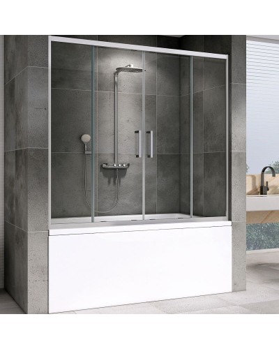 Шторка на ванну Abber Schwarzer Diamant 150х140 AG57150 профиль Хром стекло прозрачное