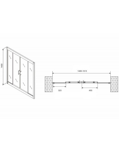 Шторка на ванну Abber Schwarzer Diamant 150х140 AG57150 профиль Хром стекло прозрачное