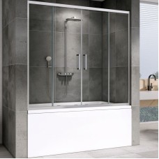 Шторка на ванну Abber Schwarzer Diamant 160х140 AG57160 профиль Хром стекло прозрачное