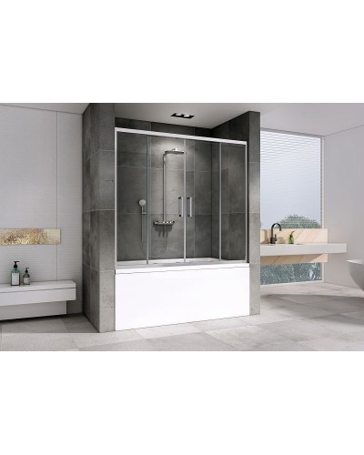 Шторка на ванну Abber Schwarzer Diamant 160х140 AG57160 профиль Хром стекло прозрачное