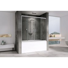 Шторка на ванну Abber Schwarzer Diamant 170х140 AG57170 профиль Хром стекло прозрачное