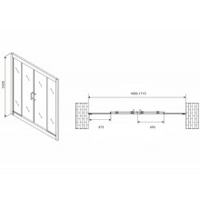 Шторка на ванну Abber Schwarzer Diamant 170х140 AG57170 профиль Хром стекло прозрачное