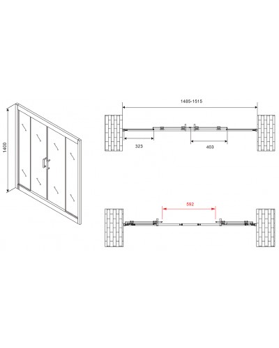 Шторка на ванну Abber Schwarzer Diamant 150х140 AG57150M профиль Хром стекло матовое