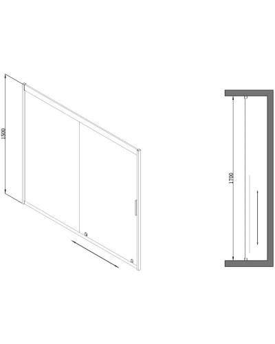 Шторка для ванны 170 см AM.PM Gem W90S-1701150MT прозрачное