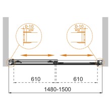 Шторка на ванну CEZARES TANDEM-SOFT-VF-2-150/145-P-Cr